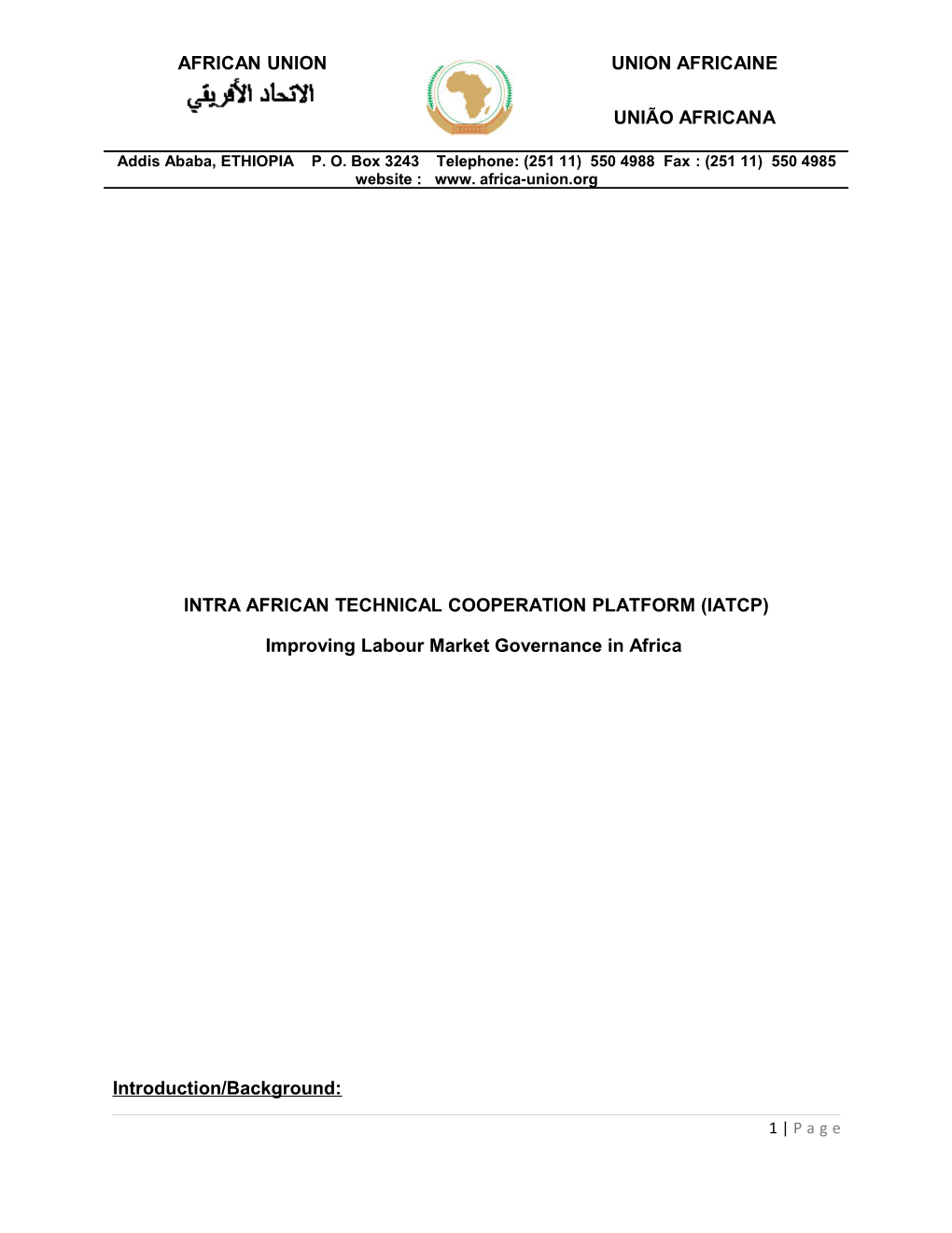 Intra African Technical Cooperation Platform (Iatcp)