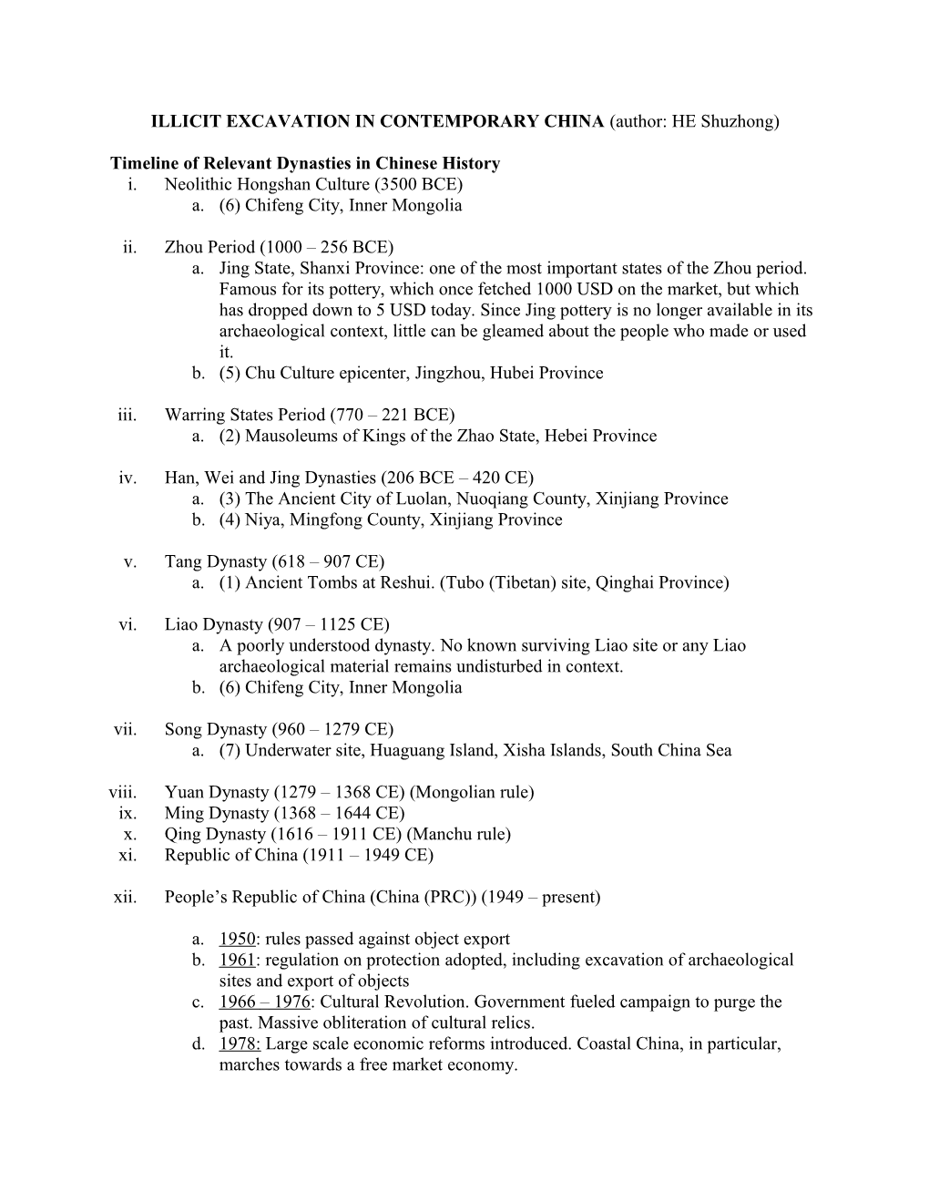 Timeline of Relevant Dynasties in Chinese History