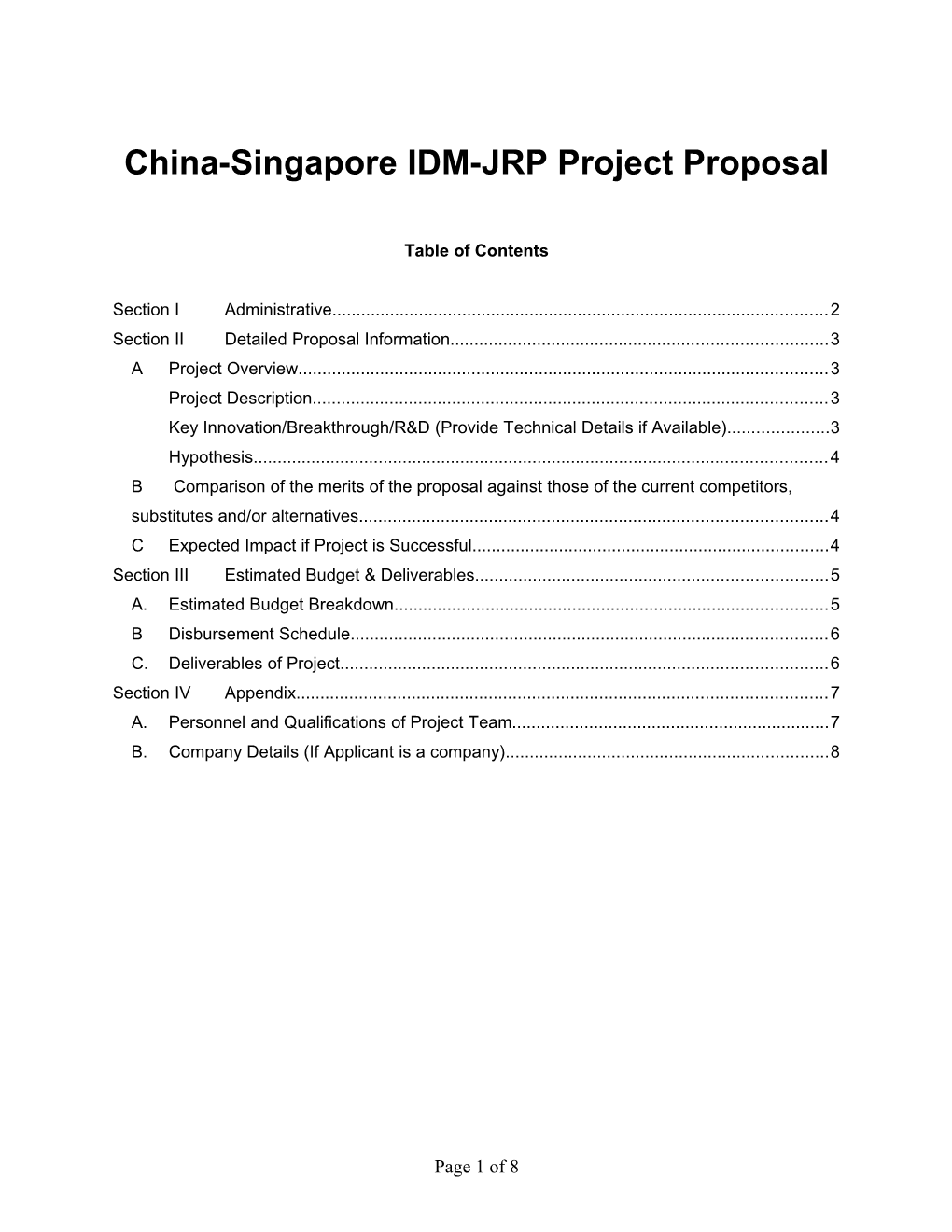 IDM Microfunding Project Proposal