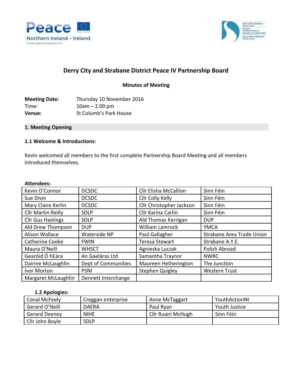 Derry City and Strabane District Peace IV Partnership Board