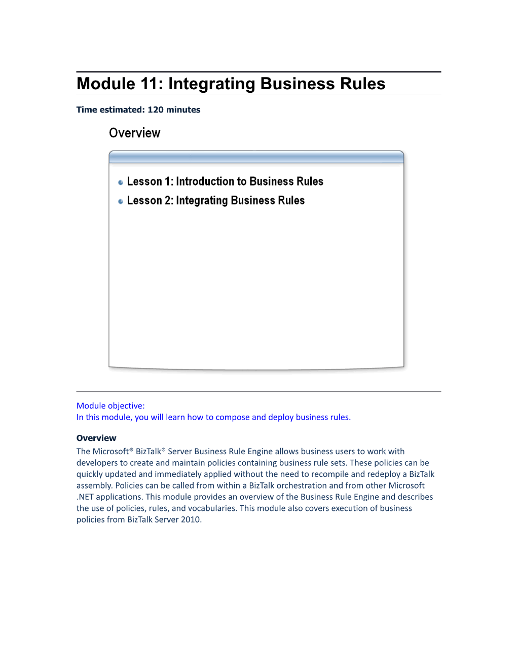 Module 11: Integrating Business Rules