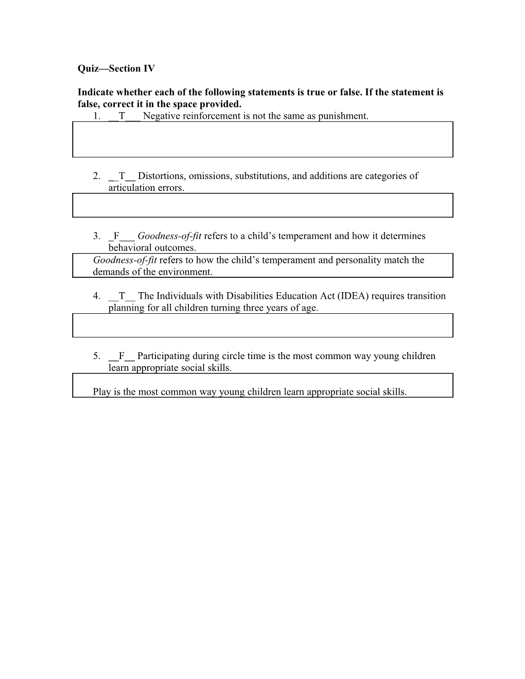 Quiz Section IV