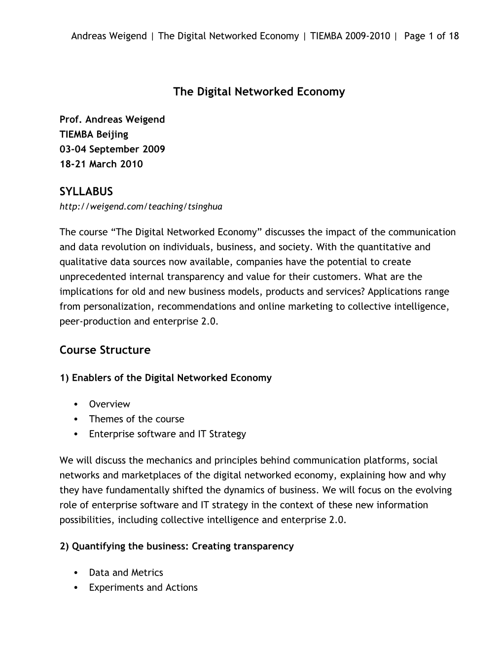Andreas Weigend the Digital Networked Economy TIEMBA 2009-2010 Page 18 of 18