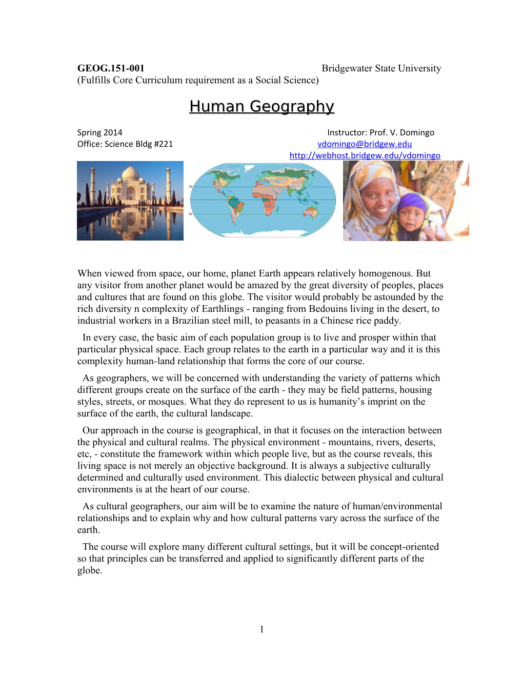 GEOG.151-001 Bridgewater State University