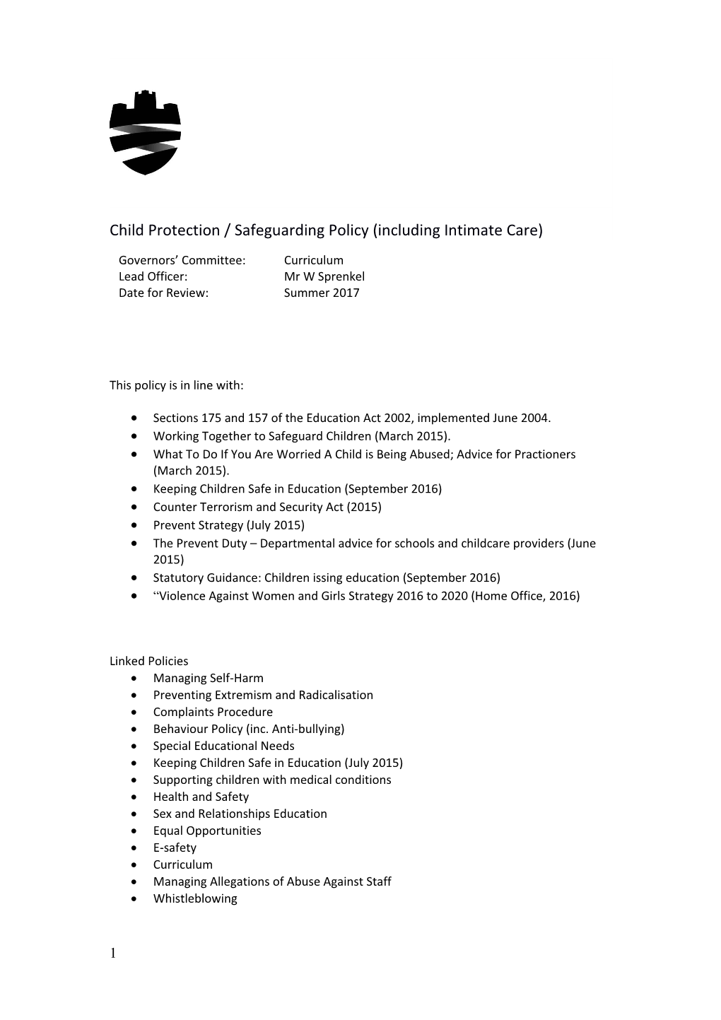 Child Protection / Safeguarding Policy (Including Intimate Care)