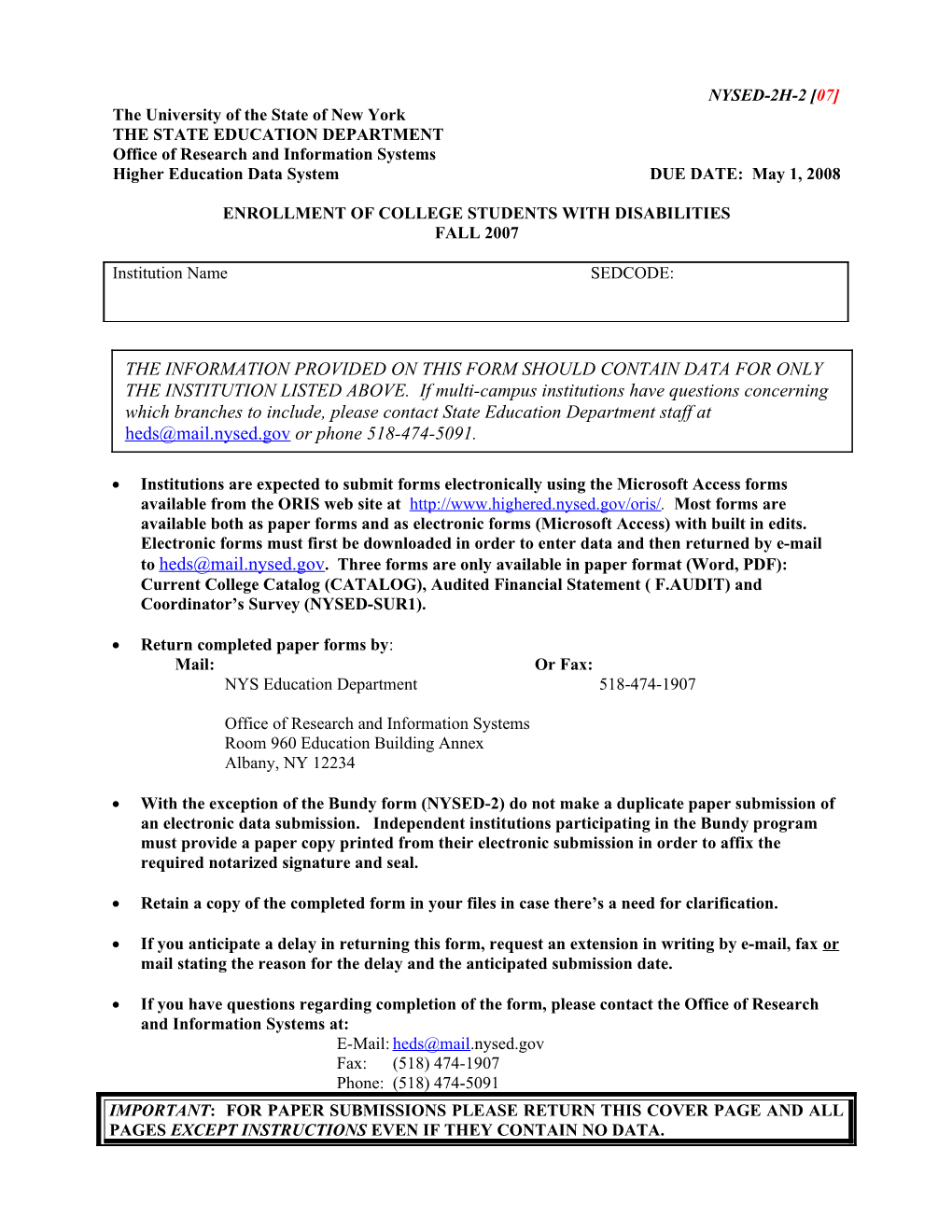 Enrollment of College Students with Disabilities