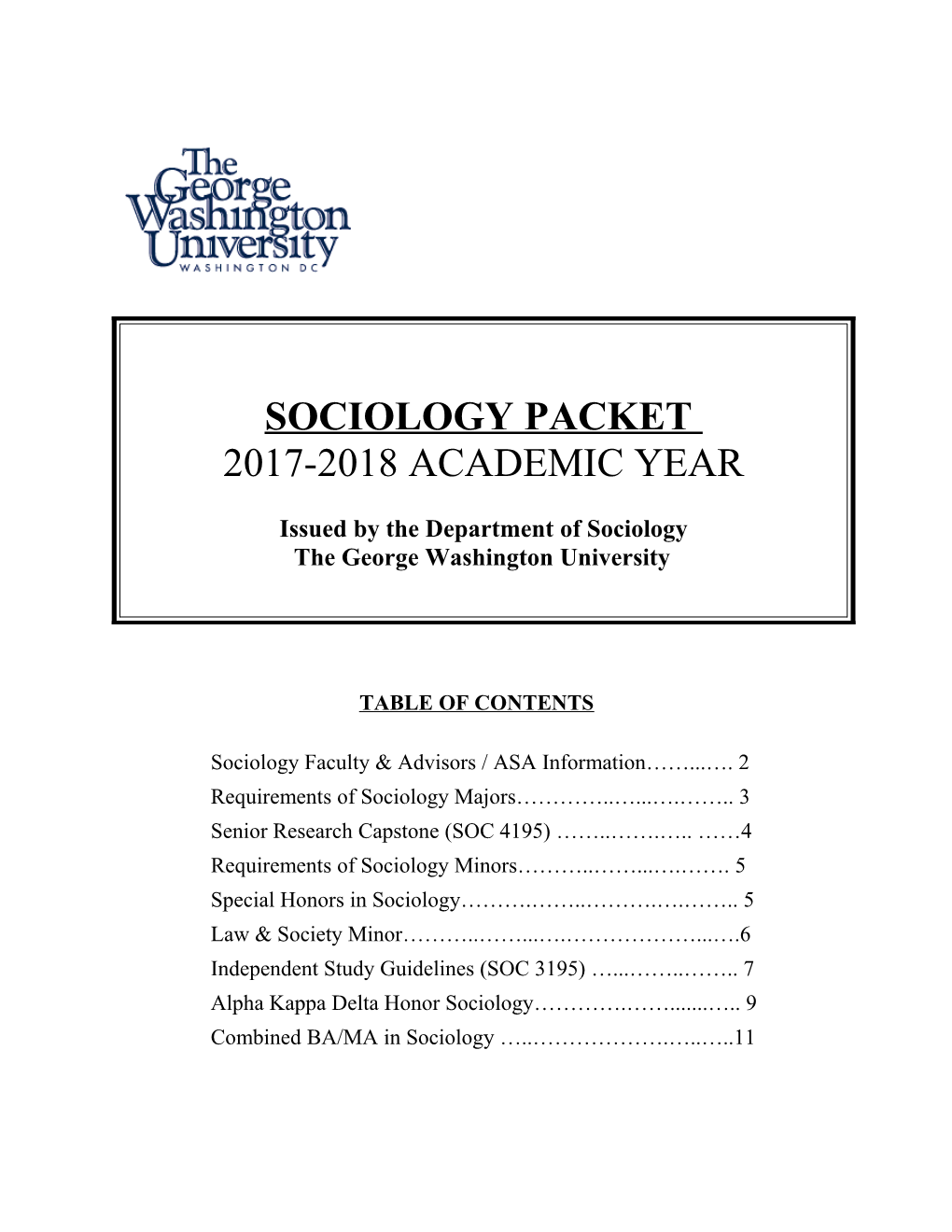 Sociology Packet for the 2006-2007 Academic Year
