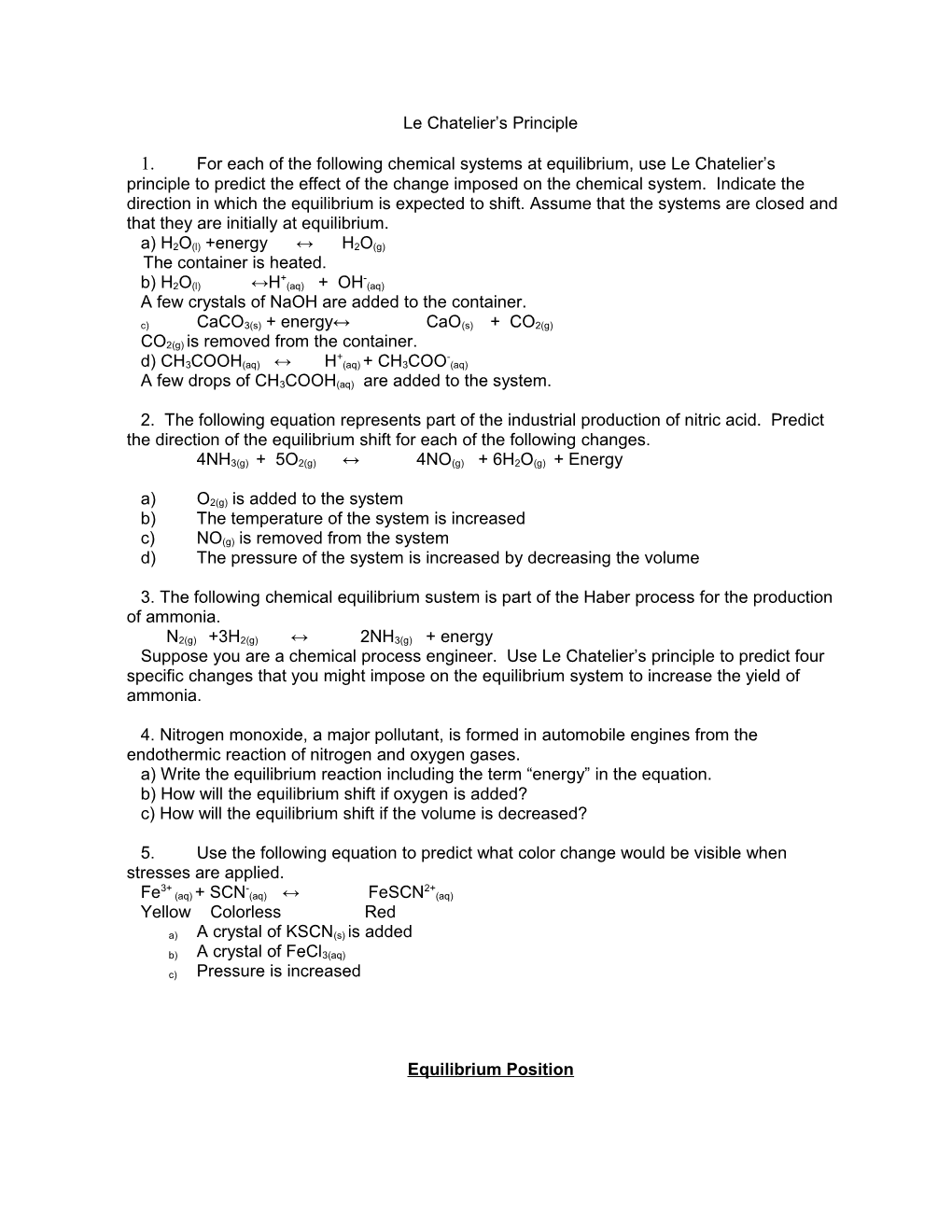 Le Chatelier S Principle s1