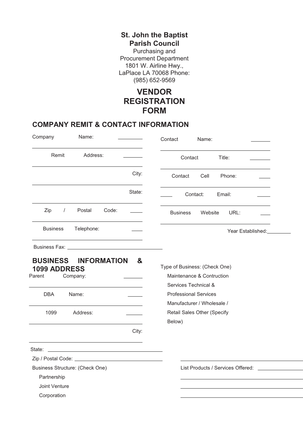 Company Remit & Contact Information