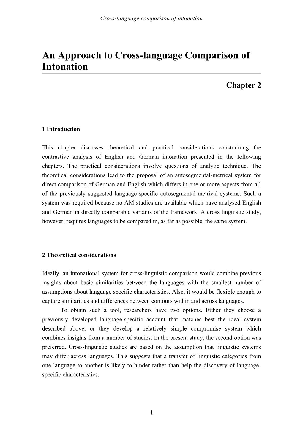 An Approach to Cross-Language Comparison of Intonation