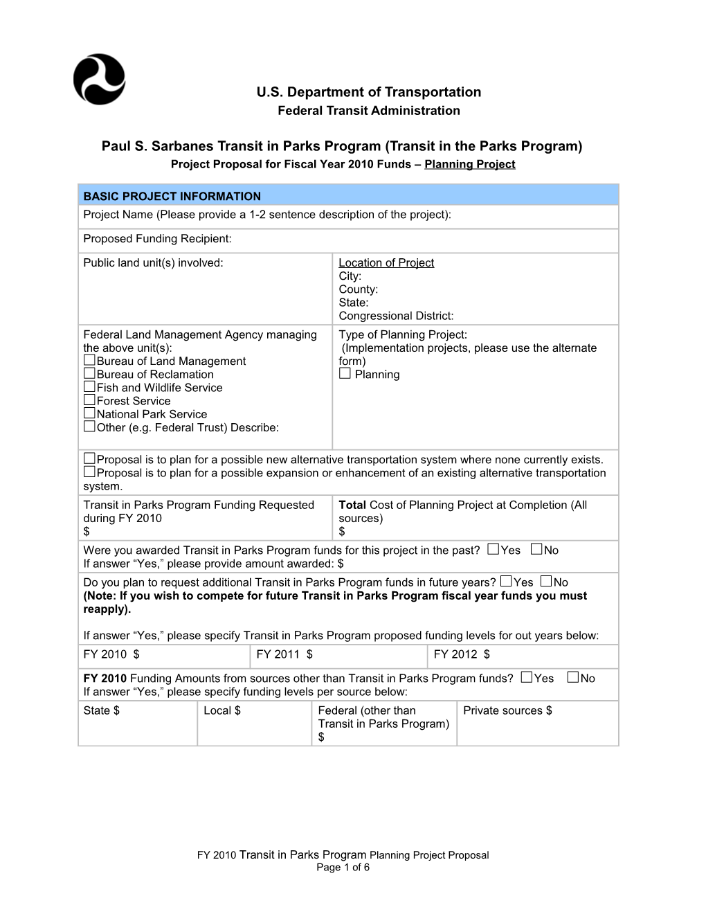 Paul S. Sarbanes Transit in Parks Program (Transit in the Parks Program)