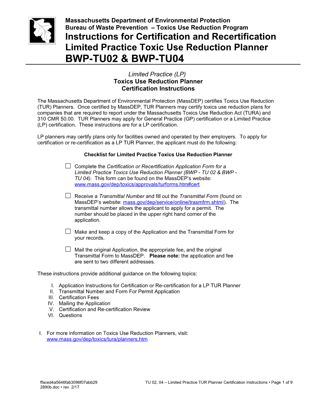 Toxics Use Reduction Planner