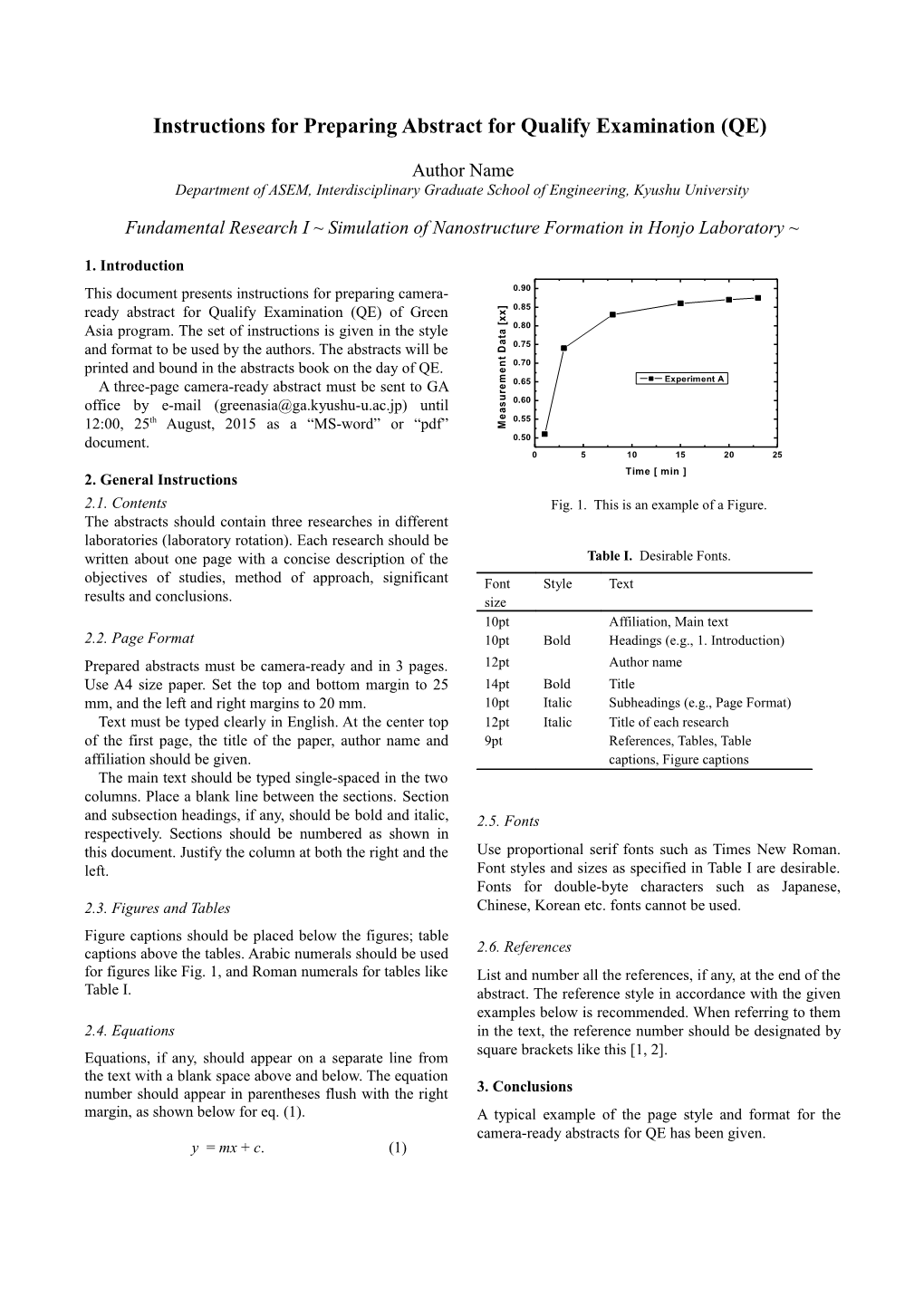 Instructions for Preparing Camera-Ready Abstracts