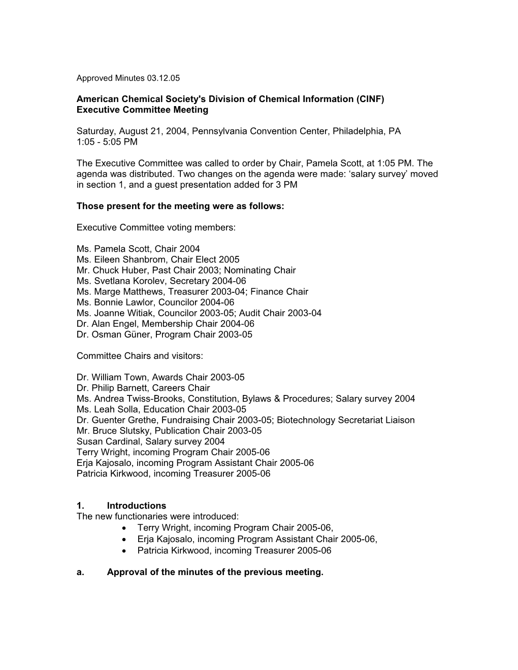 American Chemical Society's Division of Chemical Information (CINF)