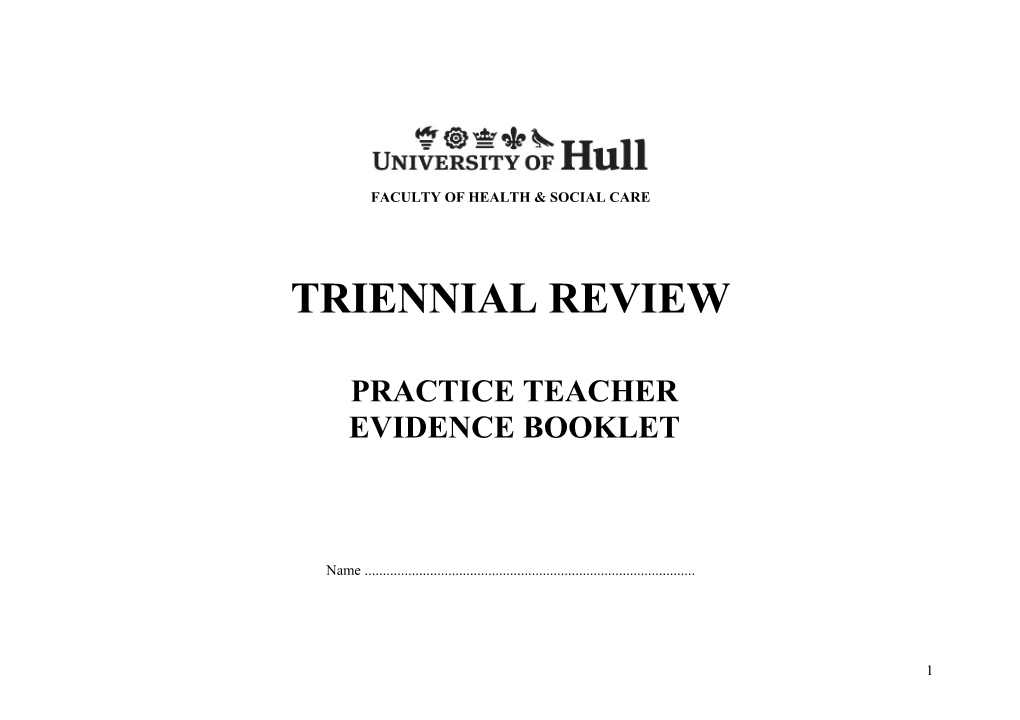 Practice Teacher - Triennial Review Booklet
