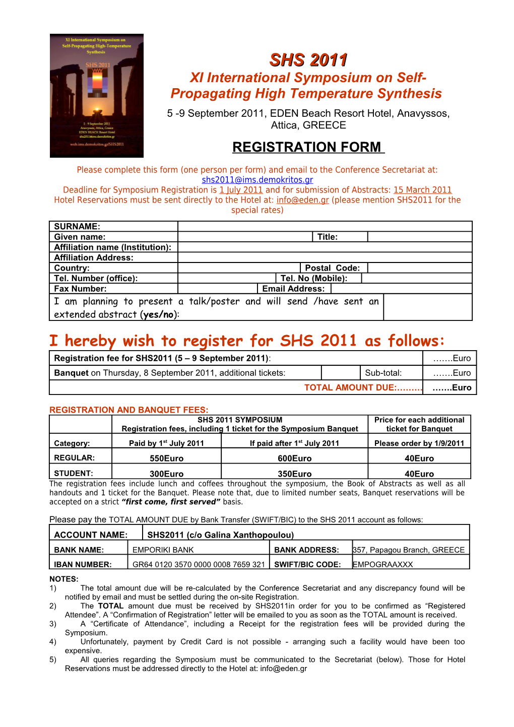 XI International Symposium on Self-Propagating High Temperature Synthesis