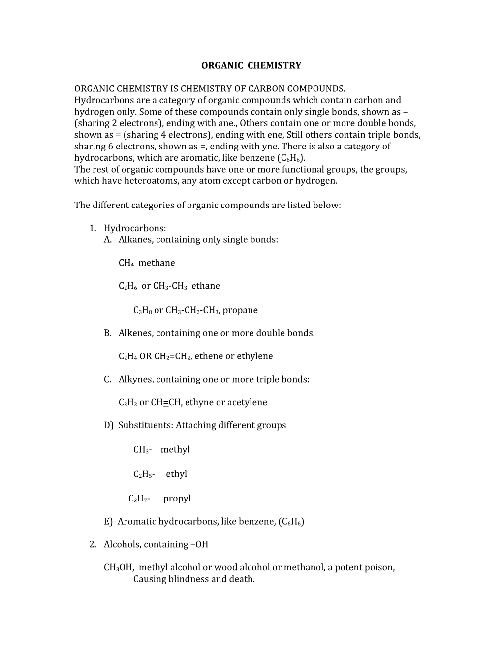 Organic Chemistry Is Chemistry of Carbon Compounds