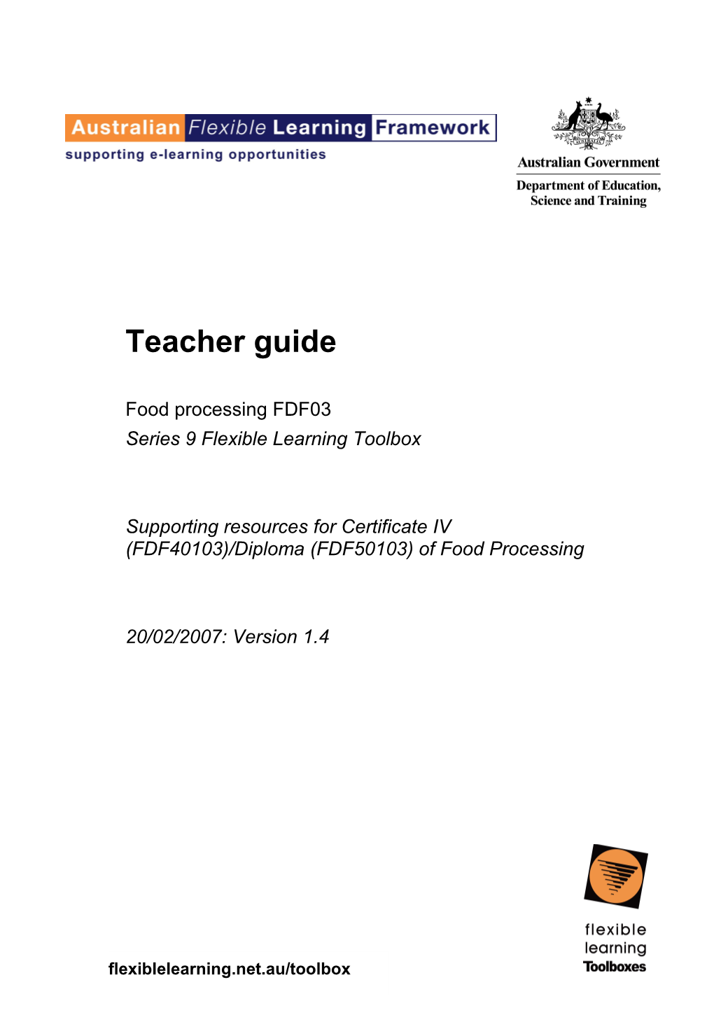 Food Safety Auditor Toolbox Teacher Guide