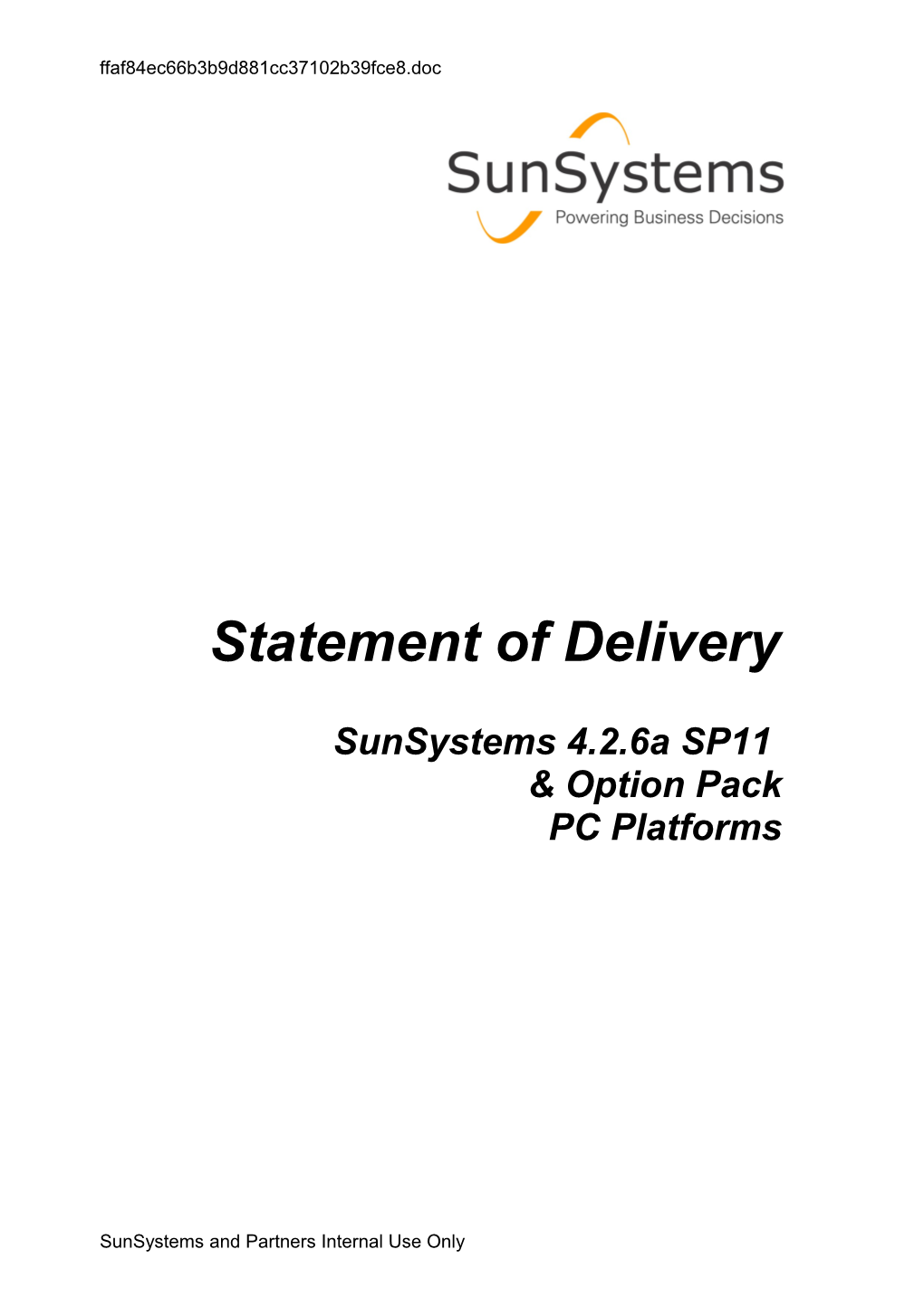Statement of Intent Sunsystems 5