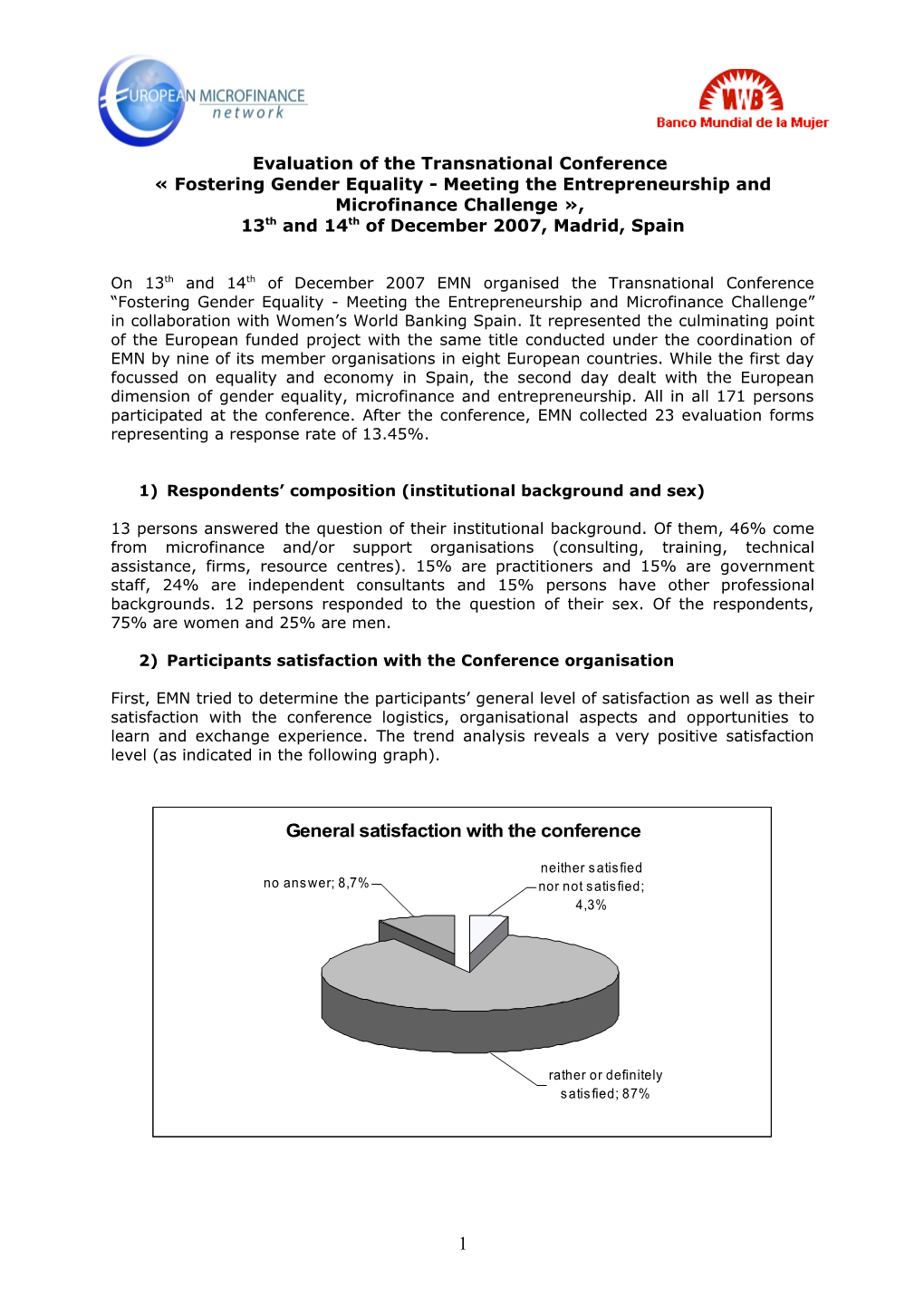 Evaluation of the Transnational Conference Fostering Gender Equality Meeting The