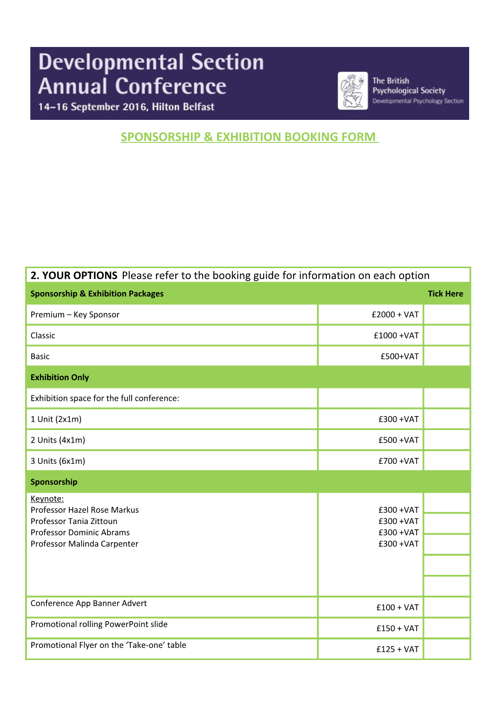 Sponsorship & Exhibition Booking Form