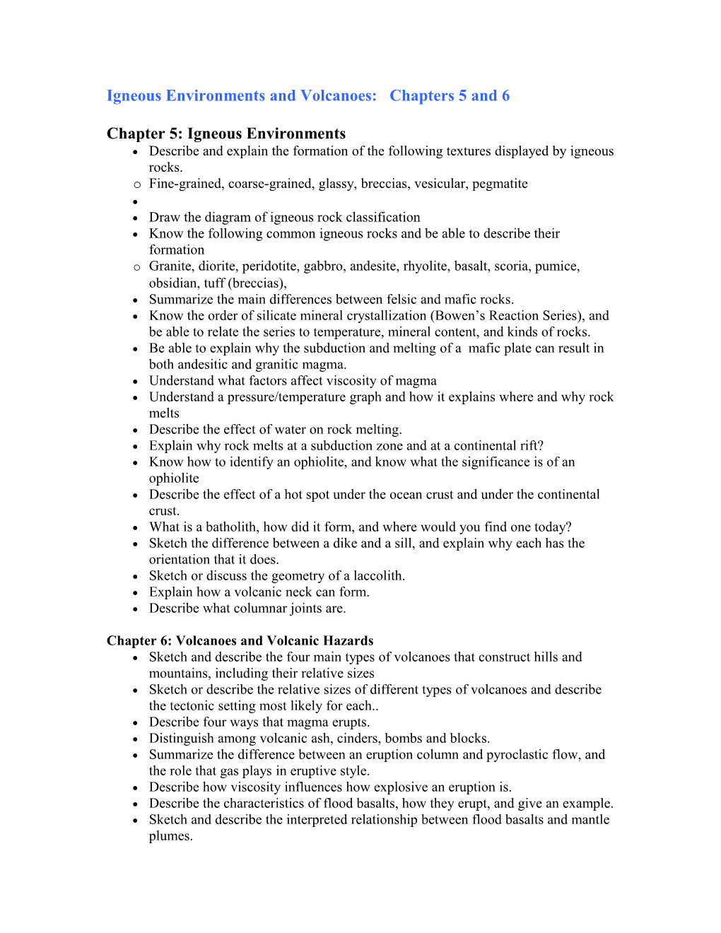 Igneous Environments And Volcanoes: Chapters 5 And 6