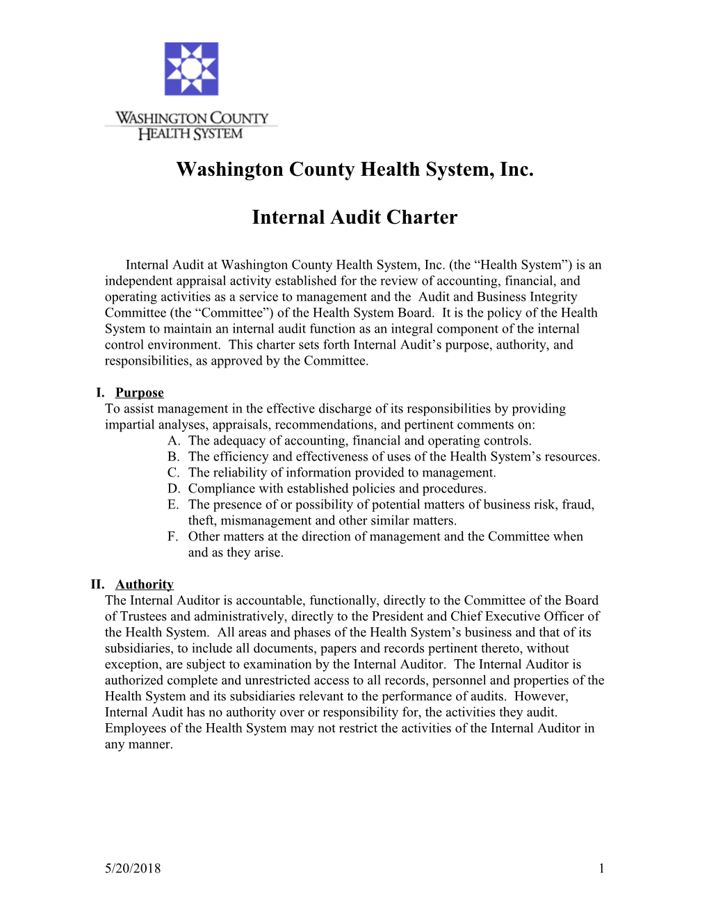 Washington County Health System, Inc