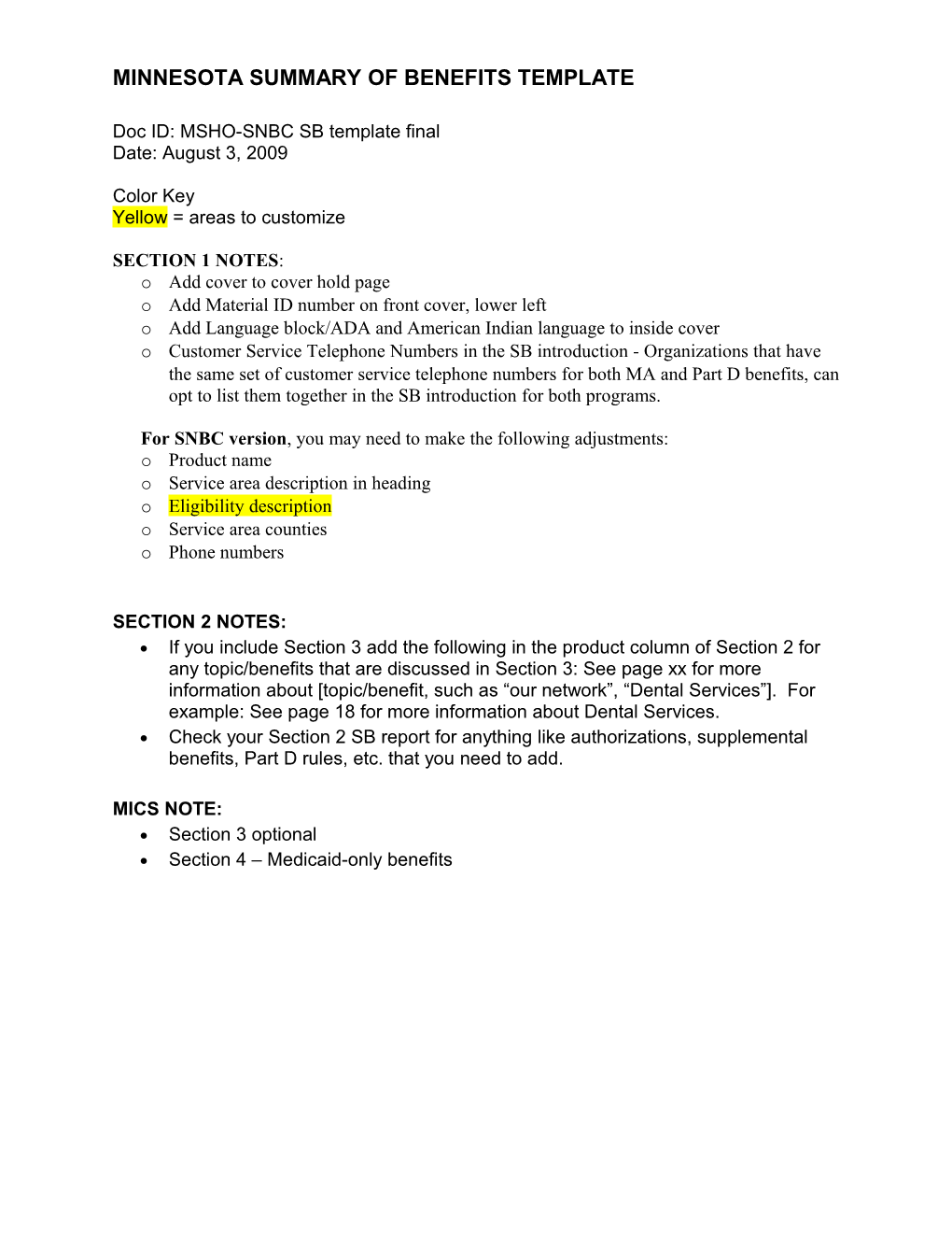 Doc ID: MSHO SB Section 2 Template Draft A