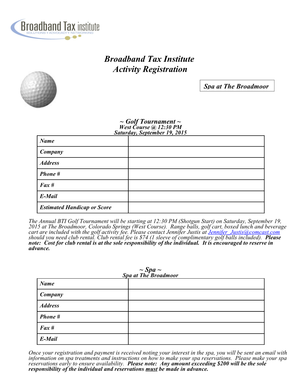 Broadband Tax Institute Golf Scramble