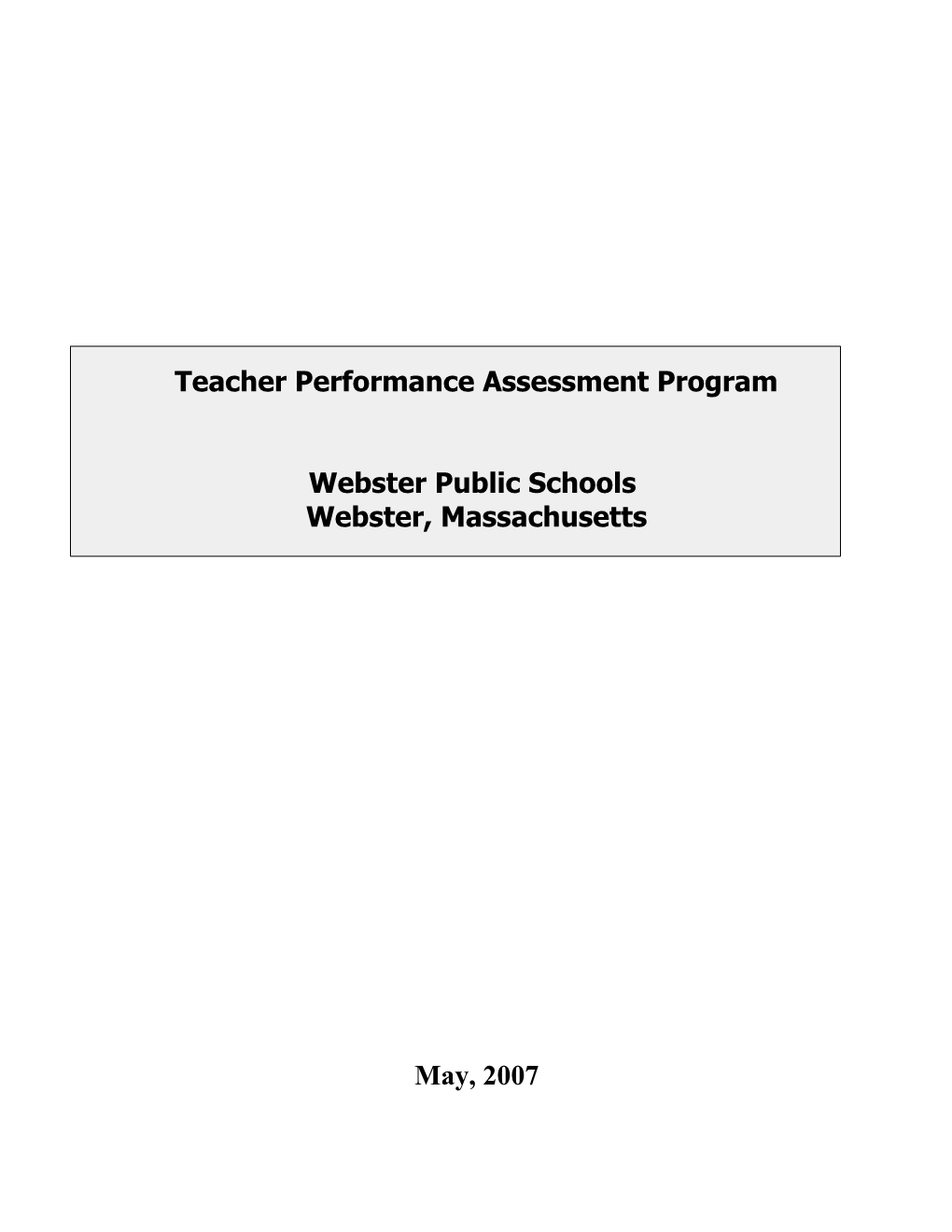 Teacher Performance Assessment Program