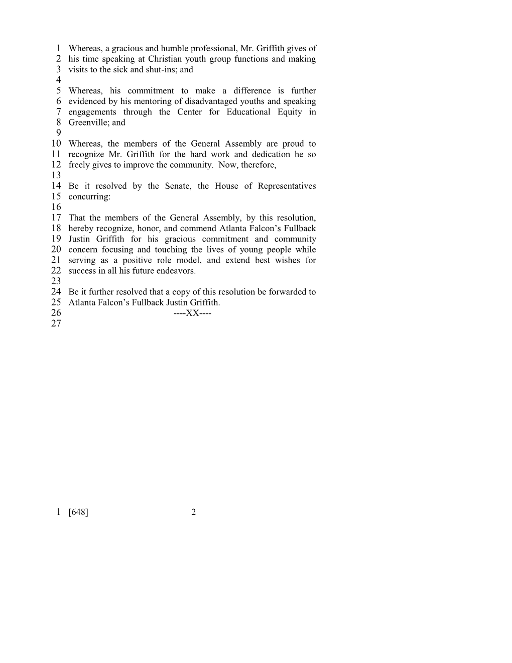 2005-2006 Bill 648: Justin Griffith - South Carolina Legislature Online