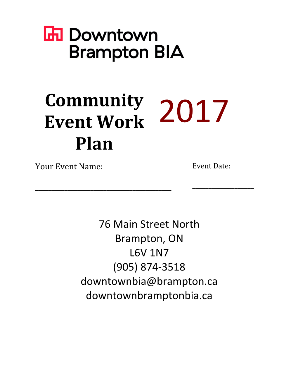 Community Event Work Plan