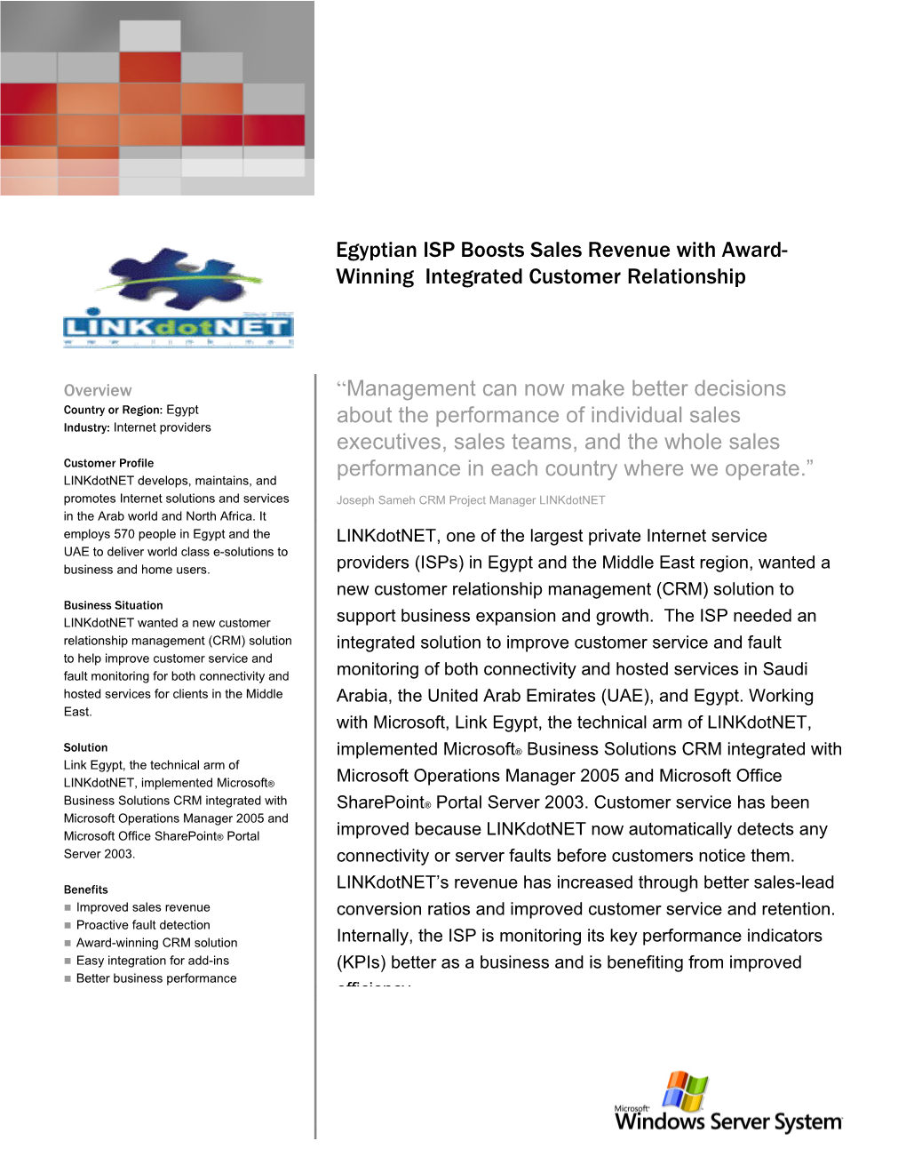 Egyptian ISP Boosts Sales Revenue with Award-Winning Integrated Customer Relationship