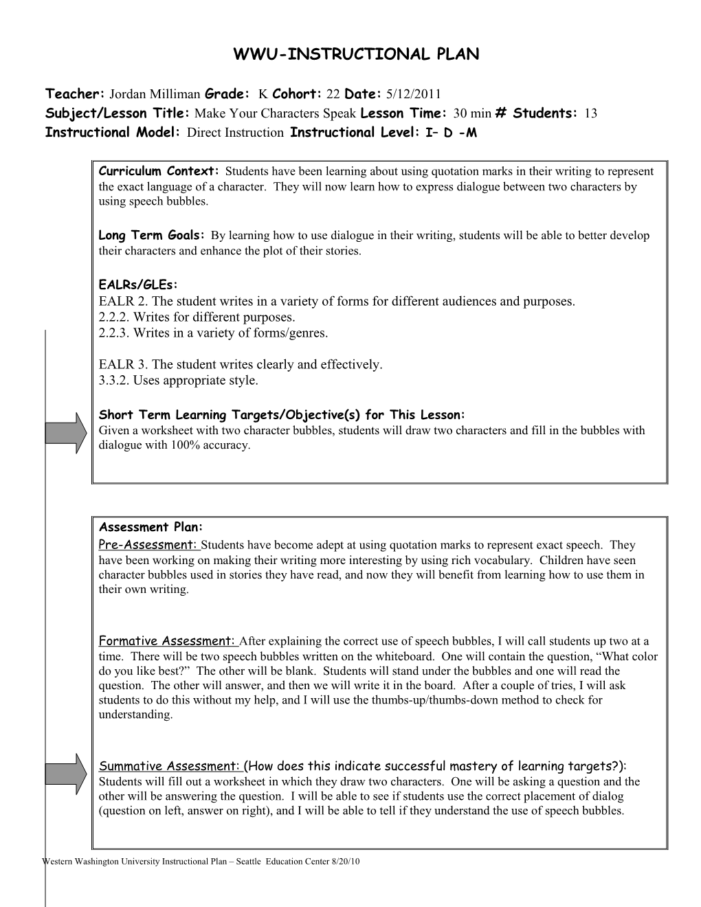 Wwu-Instructional Plan