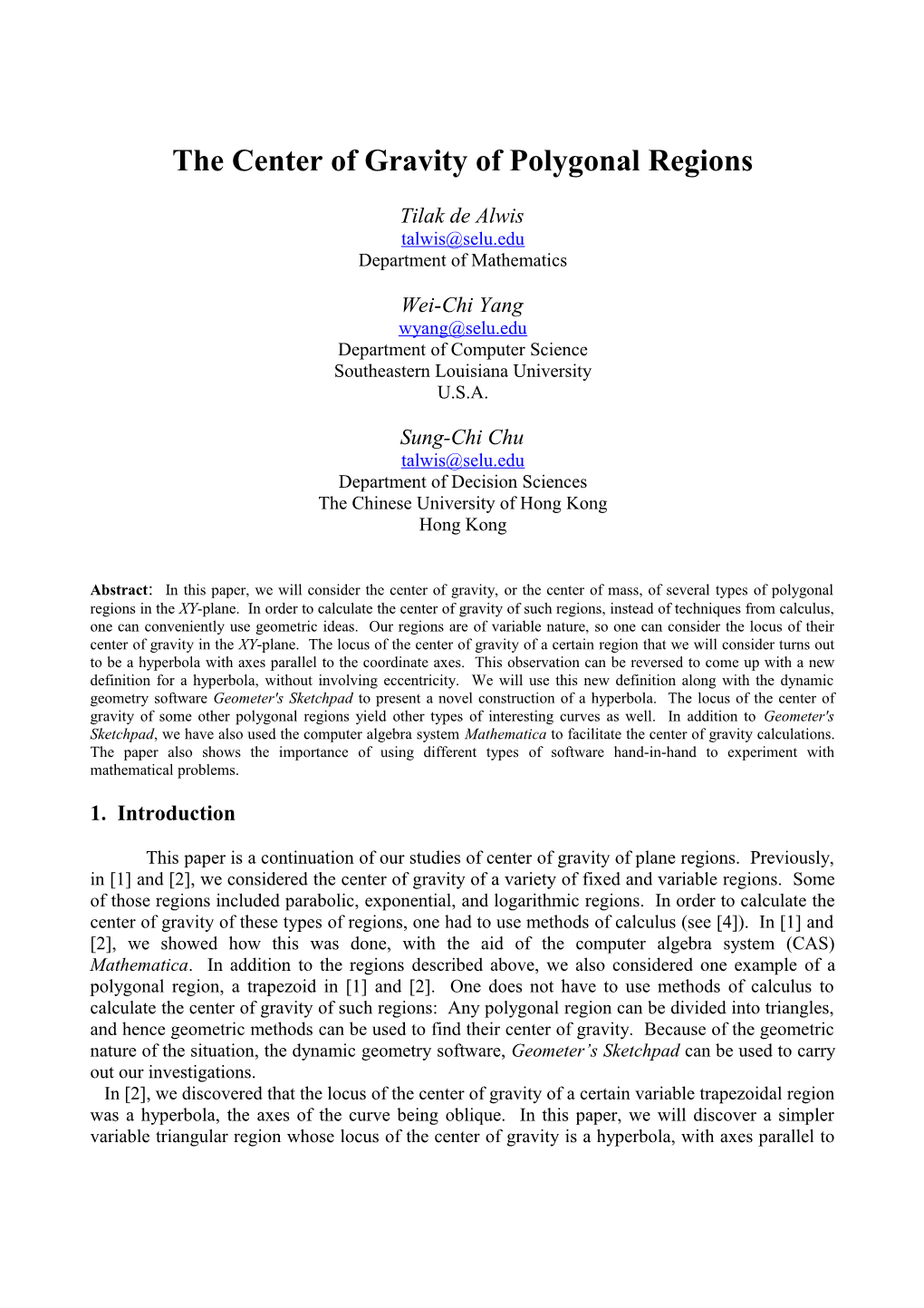 The Center of Gravity of Plane Regions and Ruler and Compass Constructions