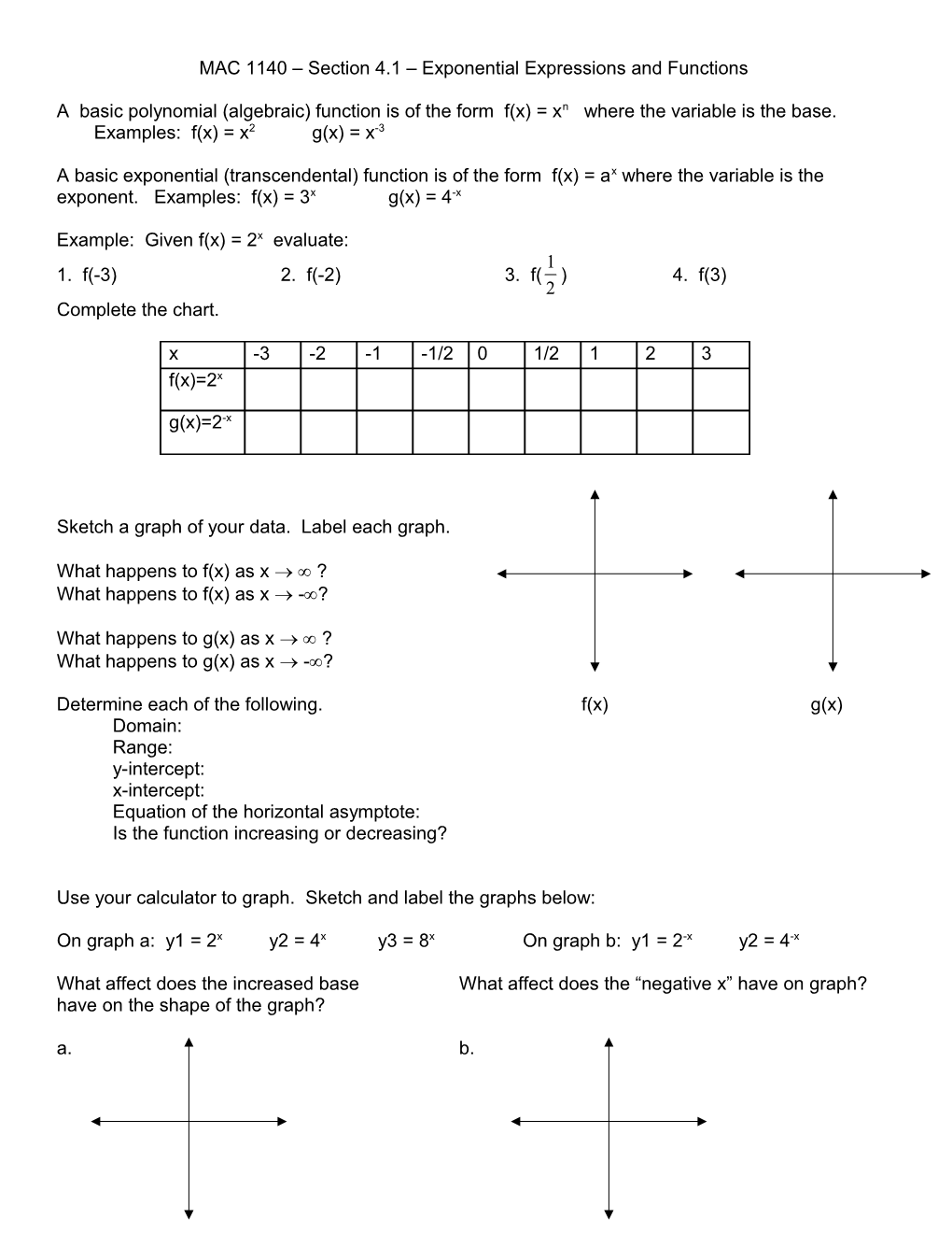 MAC 1140 Review of Exponents