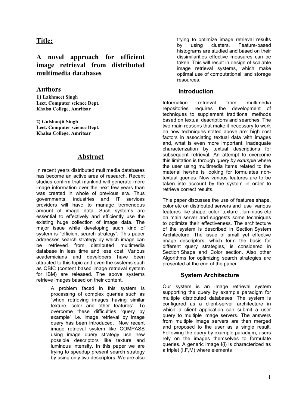 A Novel Approach for Efficient Image Retrieval from Distributed Multimedia Databases