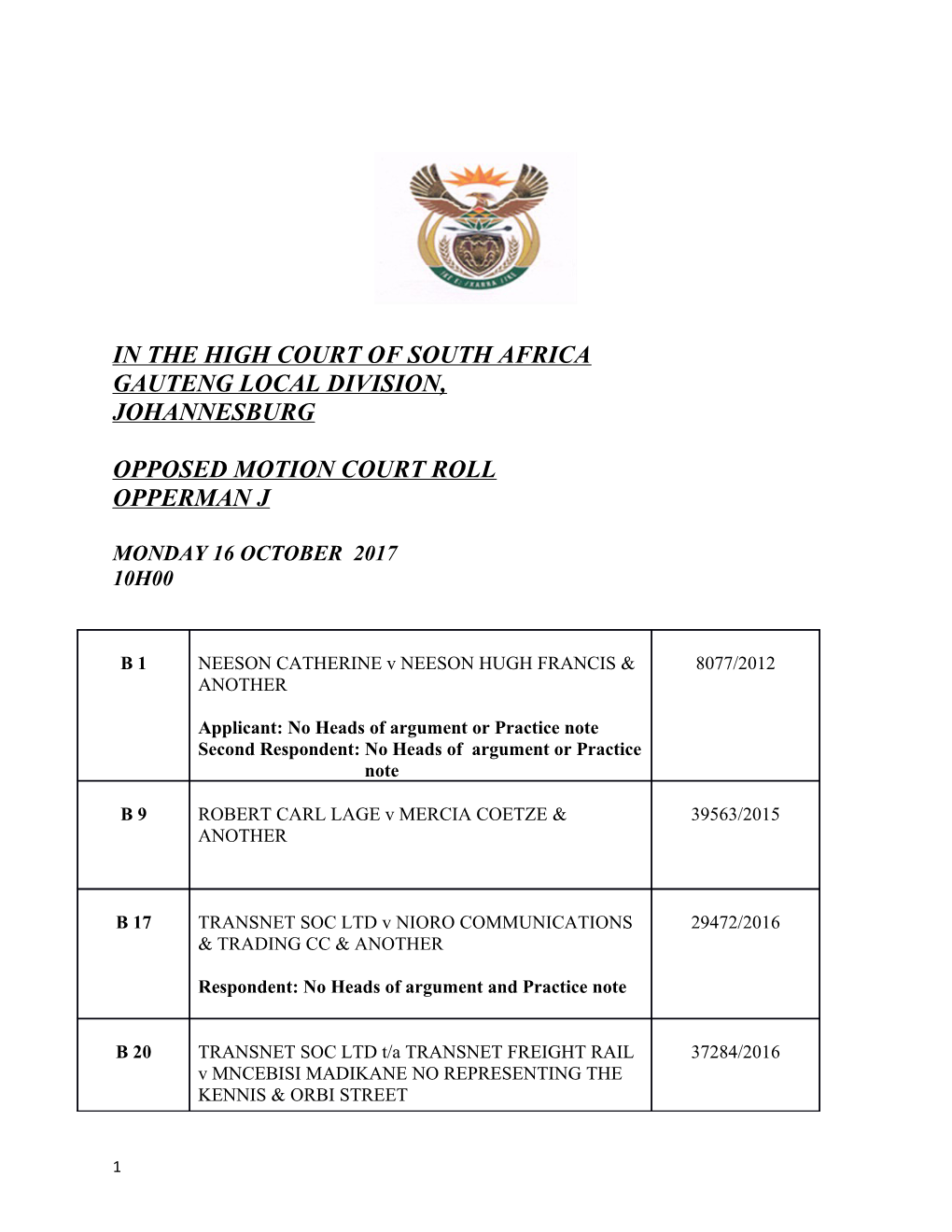 In the High Court of South Africa s4