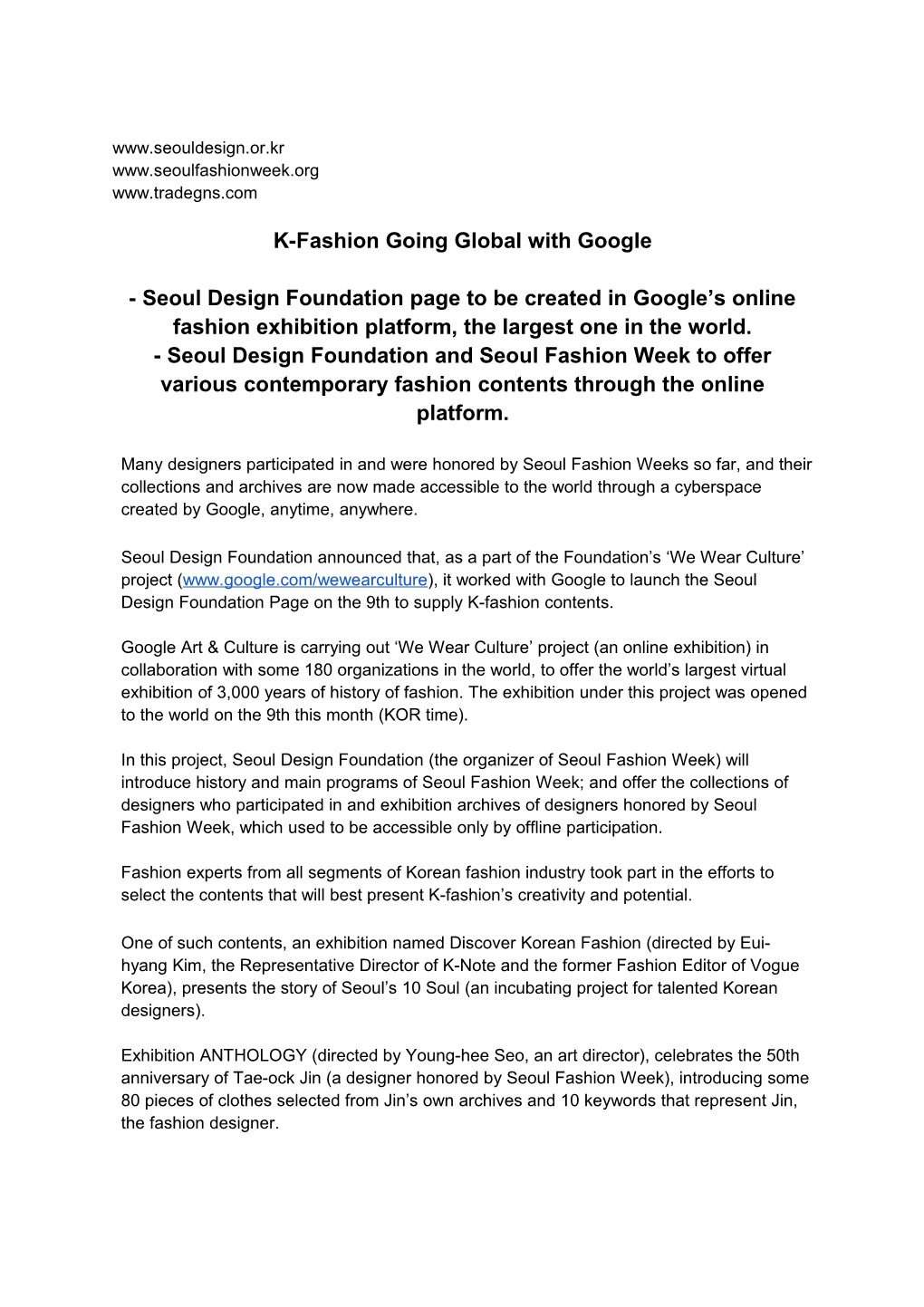 K-Fashion Going Global with Google