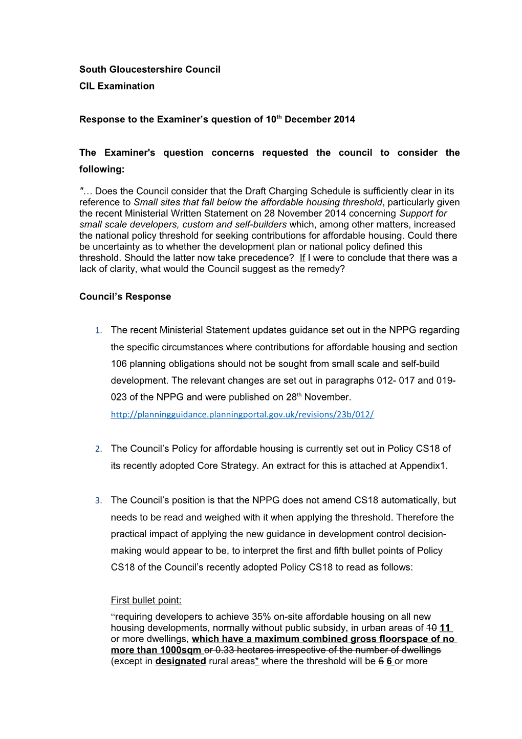 South Gloucestershire CIL Examination