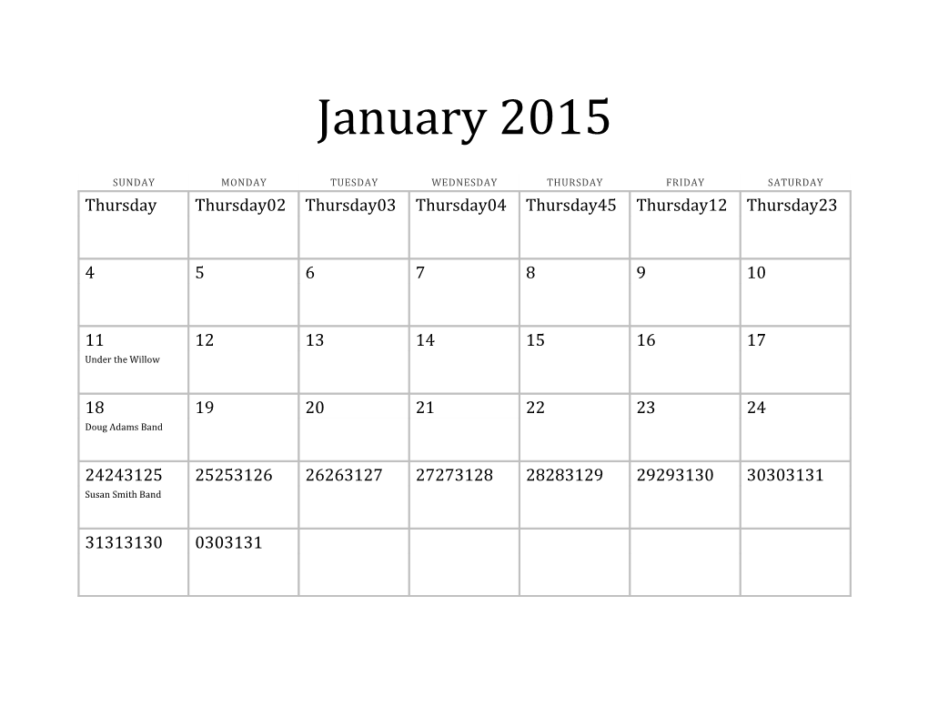 2012 12-Month Basic Calendar (Any Year) s1
