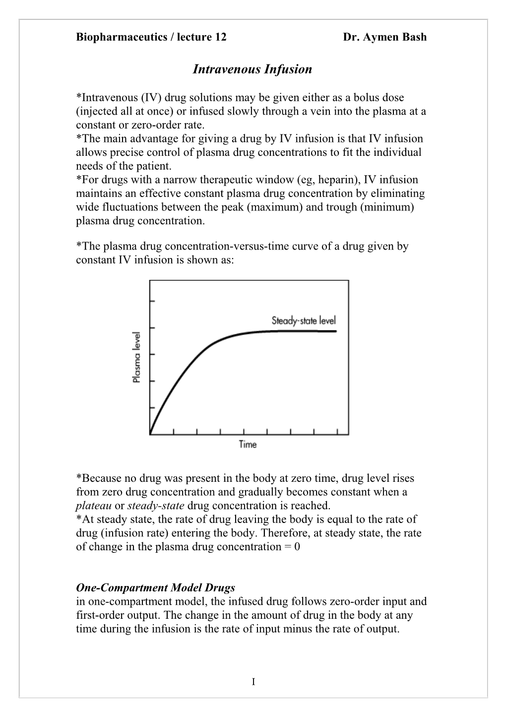 Biopharmaceutics / Lecture 12 Dr. Aymen Bash