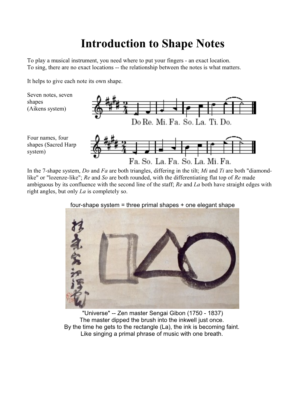 Introduction to Shape Notes