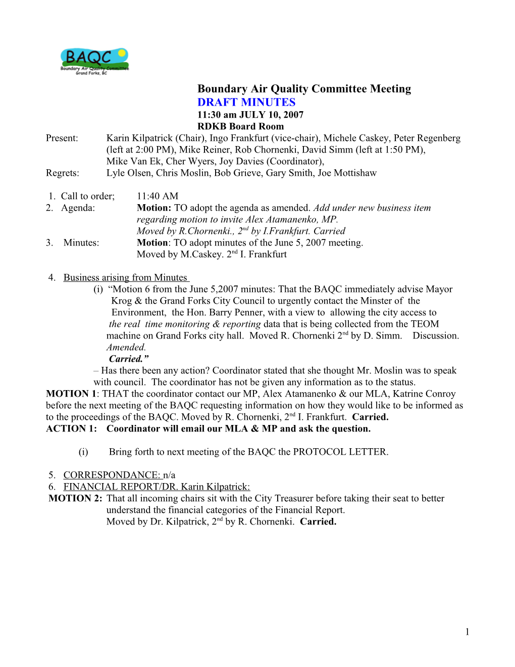 Boundary Air Quality Committee