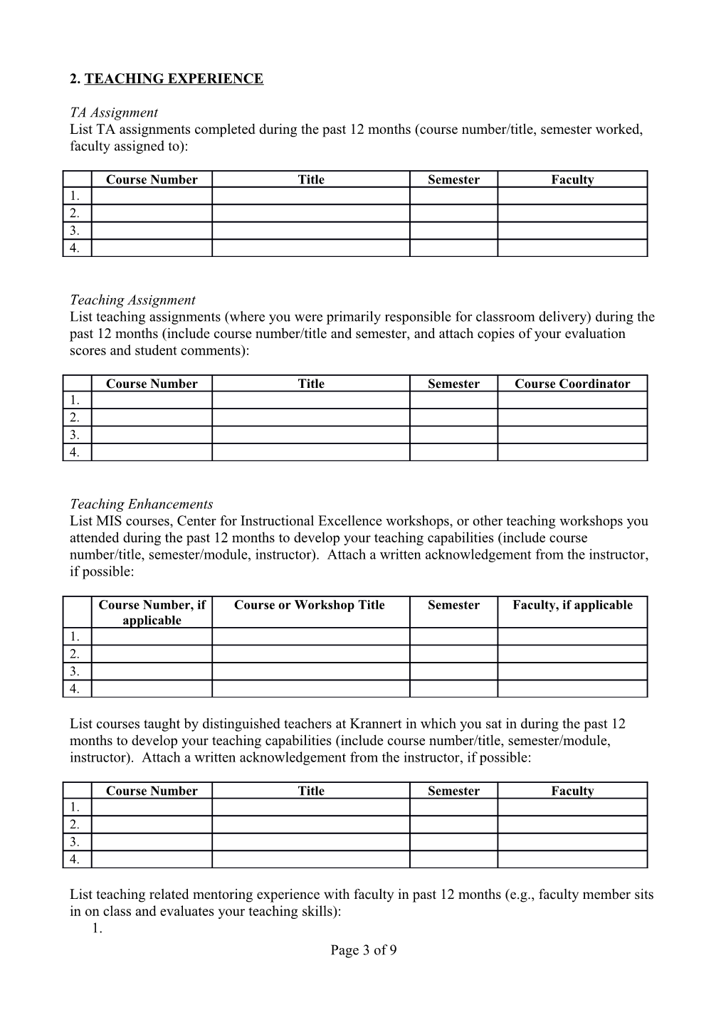 Phd Student Self Evaluation Form