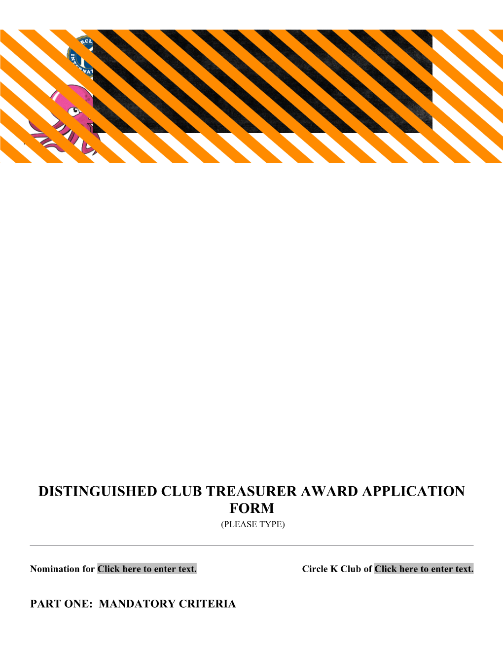 Distinguished Club Treasurer Award Application Form
