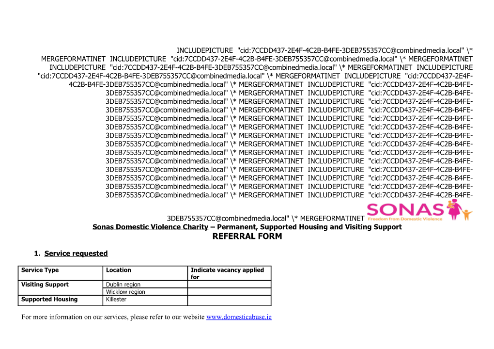 Sonas Domestic Violence Charity Permanent, Supported Housing and Visiting Support