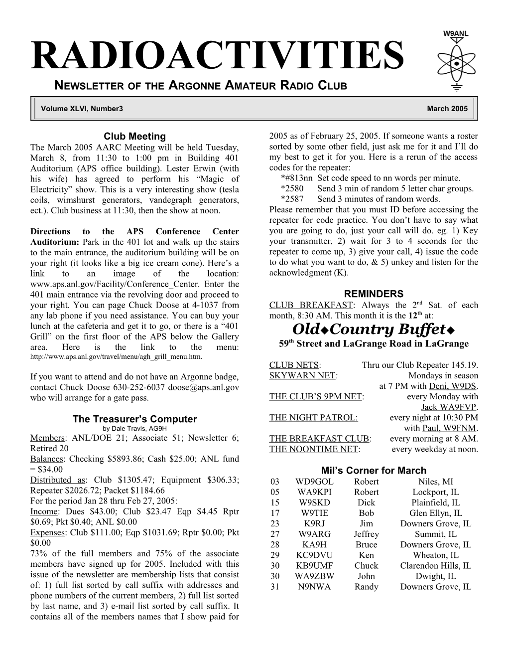 Newsletter of the Argonne Amateur Radio Club s2