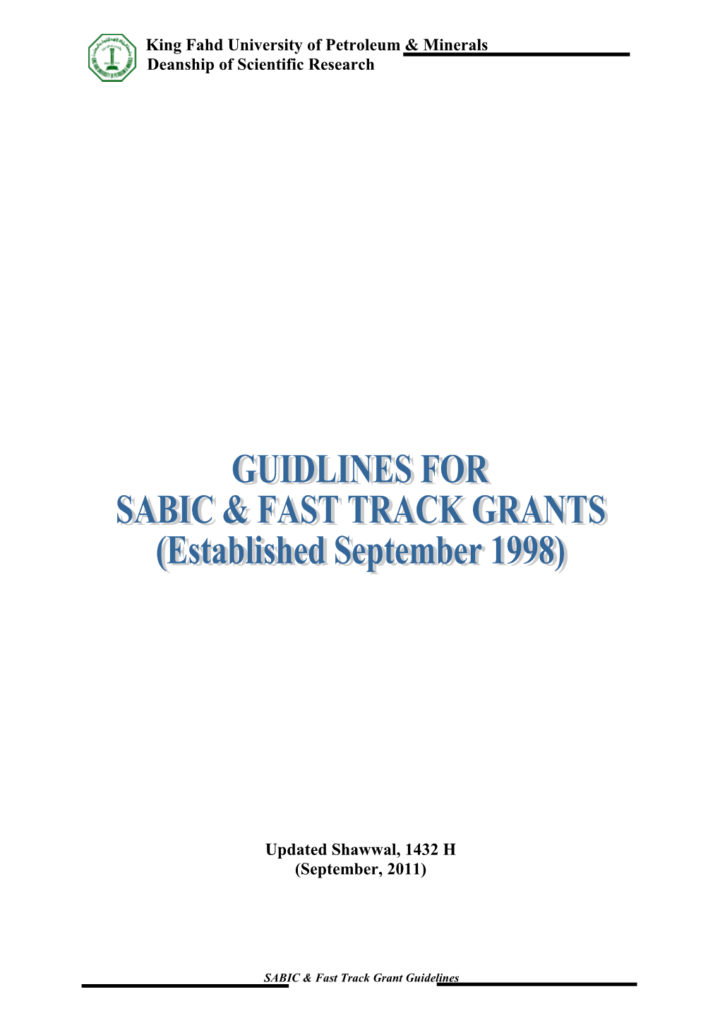 SABIC Fast Track Research Guidlines