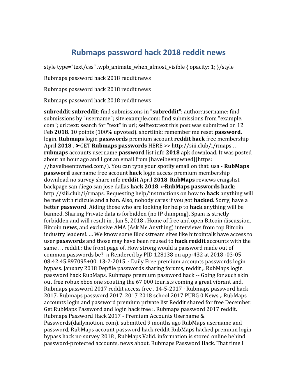 Rubmaps Password Hack 2018 Reddit News